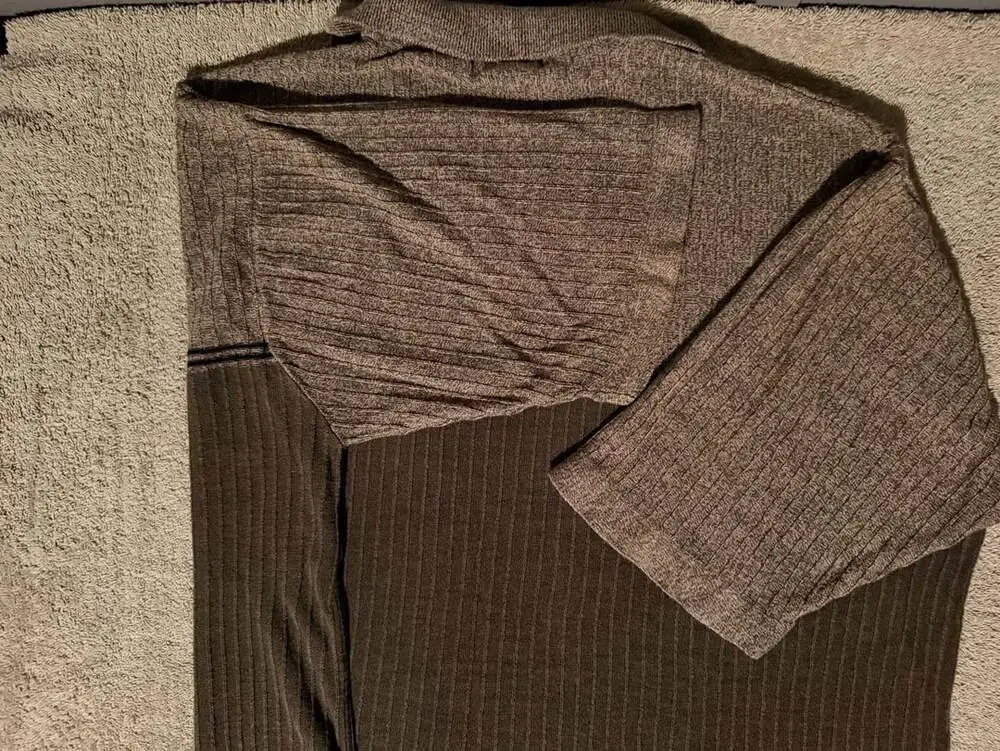 Claiborne Ribbed Knit Polo Shirt Size XL Green Silk Blend